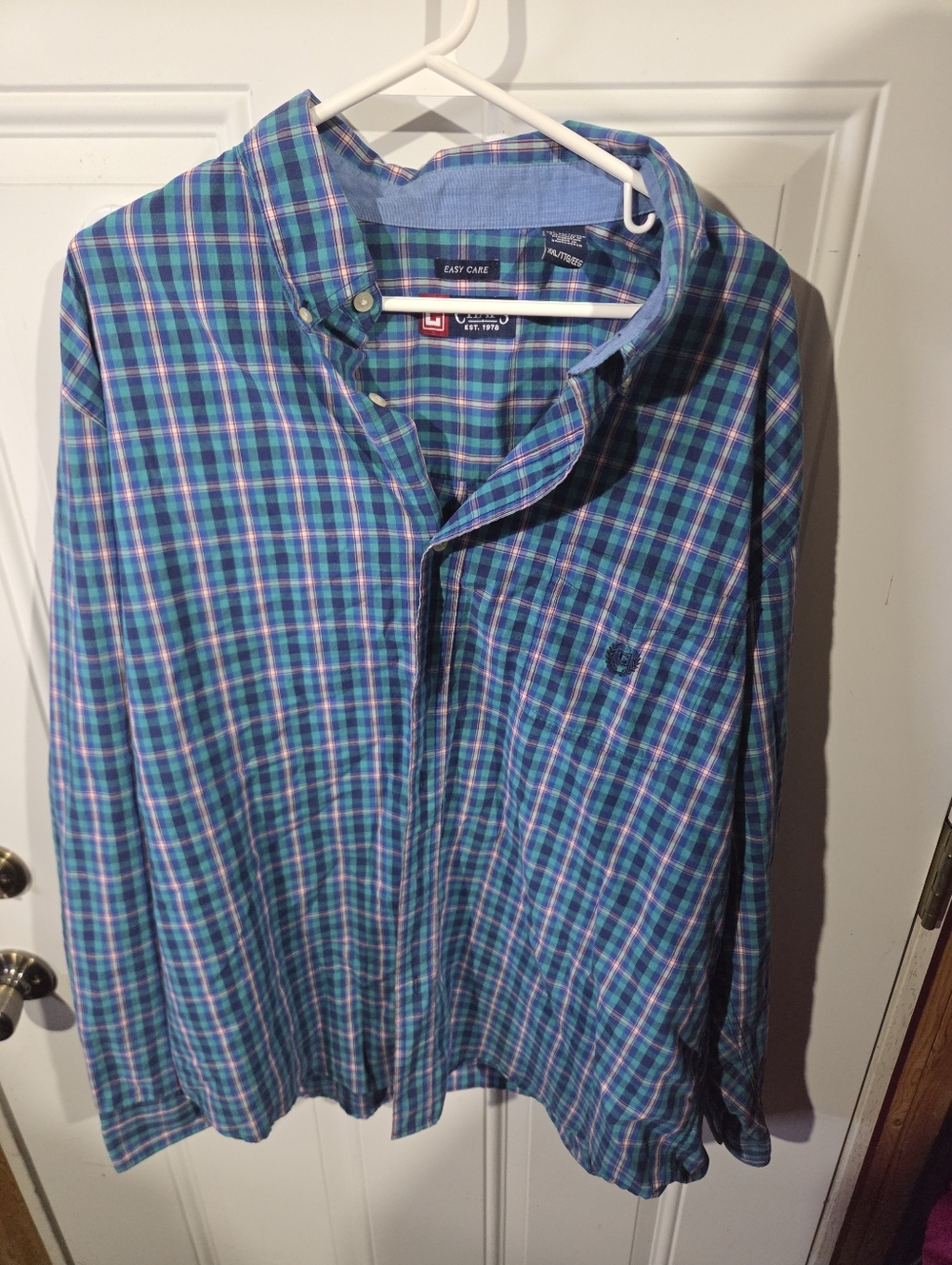 Izod Teal, Blue & Pink Plaid Button-Down Shirt